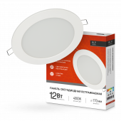 Панель светодиодная встраиваемая круглая RLP 12Вт 230В 4000К 840Лм 170мм белая IP40 IN HOME, Панели светодиодные встраиваемые	