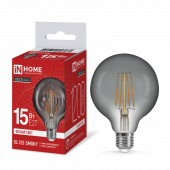 Лампа светодиодная LED-GL125-deco smoky 15Вт 230В E27 4000К 1200Лм 125мм дымчатая IN HOME, Лампы светодиодные филамент	