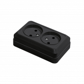 Розетка двойная BOLLETO черная накладная 7102B IN HOME, Электроустановочные изделия накладные BOLETTO	