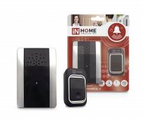 Звонок беспроводной ЗБ-10 38 мелодий с регулировкой звука, подсветкой, 150м цифровым кодированием с кнопкой IP44 СЕРЕБРЯНО-ЧЕРНЫЙ IN HOME, Звонки беспроводные	