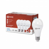Лампа светодиодная LED-A65-VC 4PACK 25Вт 230В Е27 6500К 2380Лм (4шт./упак) IN HOME, Лампы светодиодные бытовые	