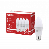 Лампа светодиодная LED-СВЕЧА-VC 4PACK 18Вт 230В Е27 4000К 1620Лм (4шт./упак) IN HOME, Лампы светодиодные бытовые	