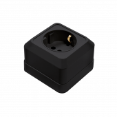 Розетка одинарная с заземлением BOLLETO черная накладная 7028B IN HOME, Электроустановочные изделия накладные BOLETTO	