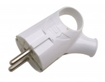Вилка угловая с кольцом с заземлением 16А белая 4120 IN HOME, Вилки	