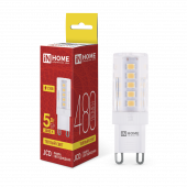 Лампа светодиодная LED-JCD 5Вт 230В G9 3000К 480Лм IN HOME, Лампы для люстры	