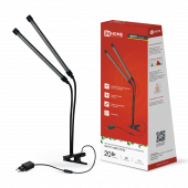 Светильник настольный на прищепке светодиодный СНП-Т2-ФИТО 2П20 красно-синий 20Вт 2 плафона, пульт на шнуре IN HOME, Фитосветильники	