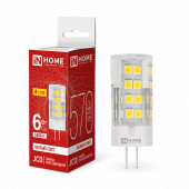 Лампа светодиодная LED-JCD 6Вт 230В G4 4000К 570Лм IN HOME, Лампы для люстры	