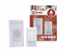 Звонок беспроводной ЗБ-4 32 мелодии 120м сетевой с кнопкой белый IN HOME, Звонки беспроводные	