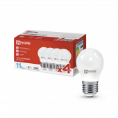 Лампа светодиодная LED-ШАР-VC 4PACK 11Вт 230В Е27 6500К 1050Лм (4шт./упак) IN HOME, Лампы светодиодные бытовые	