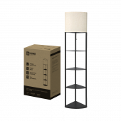 Светильник напольный под лампу этажерка угловая ТНО 11С-Е27-NB бежевый абажур, черный корпус IN HOME, Напольные светильники	