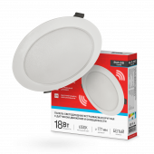 Панель светодиодная встраиваемая круглая RLP-DD 18Вт 230В 6500К 1440Лм 177мм, датчик движения, белая IP40 IN HOME, Декоративные светодиодные панели	