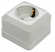 Розетка одинарная с заземлением со шторкой BOLLETO белая накладная 7028х IN HOME, Электроустановочные изделия накладные BOLETTO	