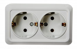 Розетка двойная с заземлением BOLLETO белая накладная 7128 IN HOME, Электроустановочные изделия накладные BOLETTO	