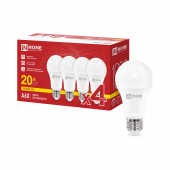 Лампа светодиодная LED-A60-VC 4PACK 20Вт 230В Е27 3000К 1900Лм (4шт./упак) IN HOME, Лампы светодиодные бытовые	