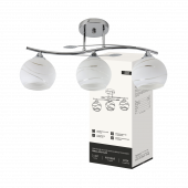 Люстра линейная под лампу AURA PERLA-3E27-LWC 3хЕ27 матовый плафон, хром IN HOME, Светильники под лампу	