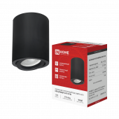 Светильник потолочный НПБ ЦИЛИНДР-GU10-RT-BL алюминиевый поворотный под лампу GU10 230B 70х84мм черный IN HOME, Светильники потолочные накладные	