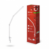 Светильник настольный светодиодный PLUS ССС-02Б 15Вт 3000-6500К 600Лм USB, с адаптером, струбцина БЕЛЫЙ IN HOME, Светильники настольные светодиодные	