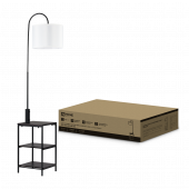 Светильник напольный под лампу этажерка ТНО 08КВ-Е27USB-WB USB-C белый абажур, черный корпус IN HOME, Напольные светильники	