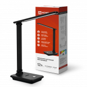 Светильник настольный светодиодный SIMPLE ССО-06Ч 12Вт 600Лм сенсор, с подставкой под телефон, адаптер ЧЕРНЫЙ IN HOME, Светильники настольные светодиодные	