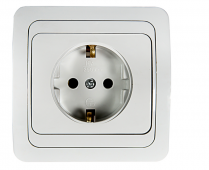 Розетка одинарная с заземлением CLASSICO белая 2028 IN HOME, Электроустановочные изделия встраиваемые	