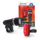 Фонарь велосипедный BL 01 5LED с задним фонарем 4AAA 3 режима с кронштейном ЧЕРНЫЙ IN HOME, Фонари	