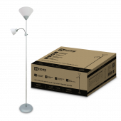 Светильник напольный под лампу ТНО 02-Е27+Е14С 230В белый плафон, серебряный корпус IN HOME, Напольные светильники	