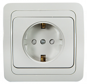 Розетка одинарная с заземлением со шторкой CLASSICO белая 2028x IN HOME, Электроустановочные изделия встраиваемые	
