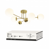 Люстра под лампу AURORA EASY-6G9-LT 6xG9 матовые плафоны, латунный корпус IN HOME, Светильники под лампу	