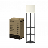 Светильник напольный под лампу этажерка угловая ТНО 11С-Е27-WB белый абажур, черный корпус IN HOME, Напольные светильники	