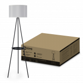 Светильник напольный под лампу ТНО 04ПВ-Е27-GB 230В полка, серый абажур, черная тренога IN HOME, Напольные светильники	