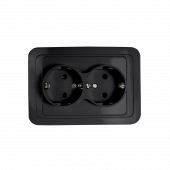 Розетка двойная с заземлением CLASSICO черная 2128B IN HOME, Электроустановочные изделия встраиваемые	