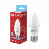 Лампа светодиодная LED-СВЕЧА-VC 8Вт 230В Е27 6500К 760Лм IN HOME, Лампы светодиодные бытовые	