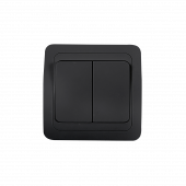 Выключатель двухклавишный CLASSICO черный 2023B IN HOME, Электроустановочные изделия встраиваемые	