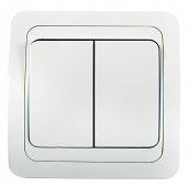 Выключатель двухклавишный CLASSICO белый 2023 IN HOME, Электроустановочные изделия встраиваемые	