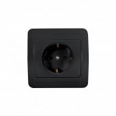 Розетка одинарная с заземлением CLASSICO черная 2028B IN HOME, Электроустановочные изделия встраиваемые	