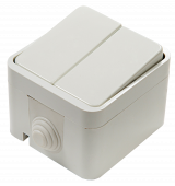 Выключатель двухклавишный AQUA белый полугерметичный 3200 IN HOME, Электроустановочные изделия полугерметичные AQUA	