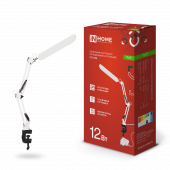 Светильник настольный светодиодный PLUS ССС-05Б 12Вт 6500К 500Лм, USB, с адаптером, на струбцине БЕЛЫЙ IN HOME, Светильники настольные светодиодные	