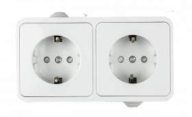 Розетка двойная с заземлением со шторкой AQUA белая полугерметичная 3123 IN HOME, Электроустановочные изделия полугерметичные AQUA	