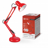 Светильник настольный под лампу на основании + струбцина СНО 15К-E27 230В КРАСНЫЙ IN HOME, Светильники настольные под лампу	