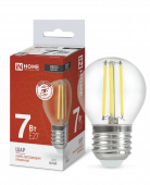 Лампа светодиодная LED-ШАР-deco 7Вт 230В Е27 4000К 810Лм прозрачная IN HOME купить с доставкой по низкой цене от  Лампа светодиодная LED-ШАР-deco 7Вт 230В Е27 4000К 810Лм прозрачная IN HOME, Лампы светодиодные филамент
