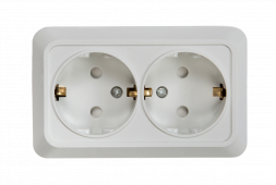 Розетка двойная с заземлением со шторкой BOLLETO белая накладная 7128х IN HOME, Электроустановочные изделия накладные BOLETTO	