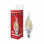 Лампа светодиодная LED-СВЕЧА НА ВЕТРУ-deco 12Вт 230В Е14 4000К 1350Лм прозрачная IN HOME, Лампы светодиодные филамент	