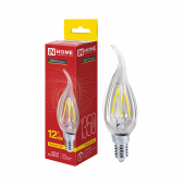 Лампа светодиодная LED-СВЕЧА НА ВЕТРУ-deco 12Вт 230В Е14 3000К 1350Лм прозрачная IN HOME, Лампы светодиодные филамент	