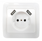 Розетка одинарная CLASSICO с двумя USB белая 2147 IN HOME, Электроустановочные изделия встраиваемые	