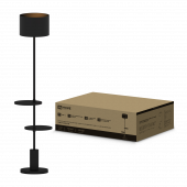 Светильник напольный под лампу ТНО 09-2ПЕ27-BB USB-C две полки, черный абажур, черное основание IN HOME, Напольные светильники	