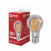 Лампа светодиодная LED-A65-deco 25Вт 230В Е27 4000К 2480Лм прозрачная IN HOME, Лампы светодиодные филамент	