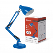 Светильник настольный под лампу на основании + струбцина СНО 17ТС 60Вт E27 230В СИНИЙ IN HOME, Светильники настольные под лампу	