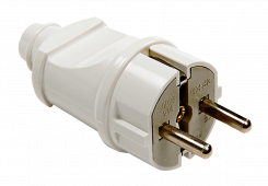 Вилка прямая с заземлением 16А белая 4140 IN HOME, Вилки	