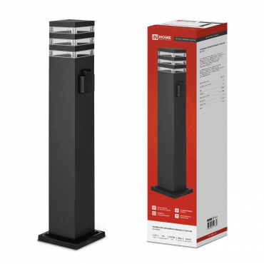 Светильник уличный напольный НБУ POLO-SP600WO-1xA60-BL алюминиевый 600мм с розеткой черный IP54 IN HOME, Светильники светодиодные уличные	