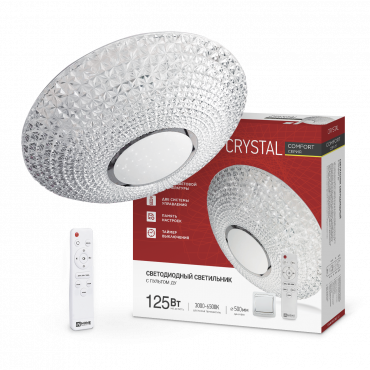 Светильник светодиодный COMFORT CRYSTAL 125Вт 230В 3000-6500K 10000Лм 500x115мм с пультом ДУ IN HOME, Светильники декоративные	